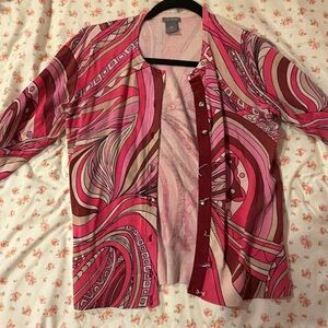 ann taylor pink paisley cardigan